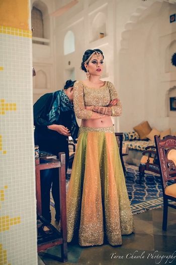 Shimmery green lehenga sangeet