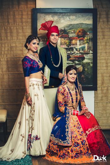 blue and white lehenga