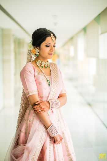 Bride in a Pastel lehenga
