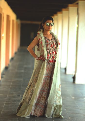 Indo western outfit for mehendi with tassels 