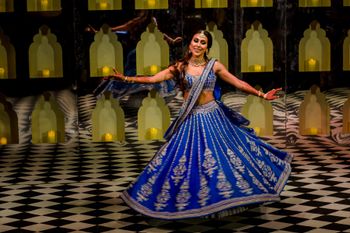 Bride dancing on her sangeet.