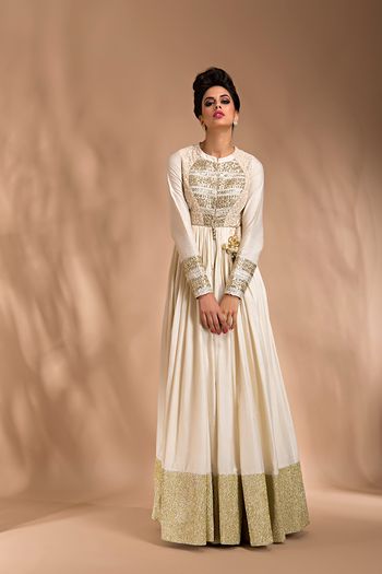 Photo of cream floor length anarkali
