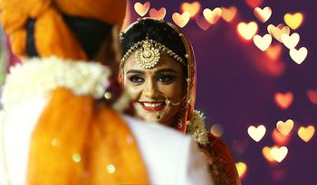 Smiling Bride Portrait - Gold Mathapatti