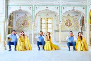 Photo of Funny pre wedding shot with bride and groom