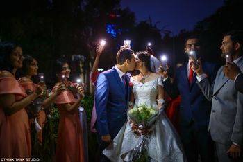 Unique christian couple shot with friends