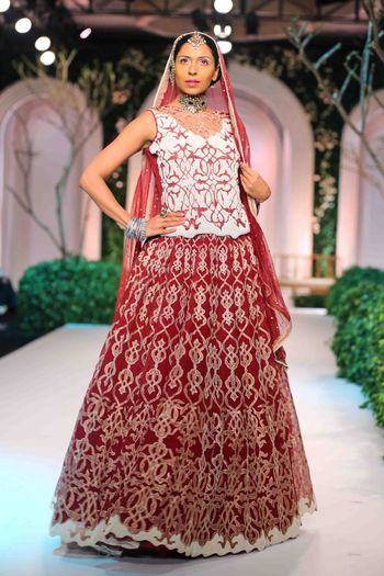 Photo of Red bridal lehenga with white blouse