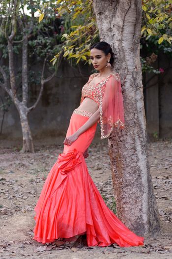 Coral indo western outfit
