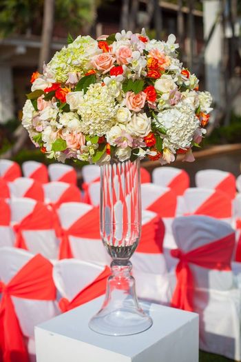 Photo of red and white seating