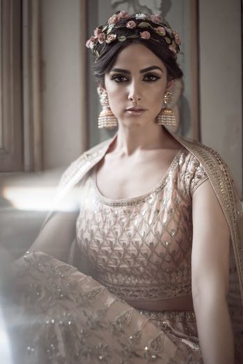 Photo of Pretty floral tiara on hair for mehendi