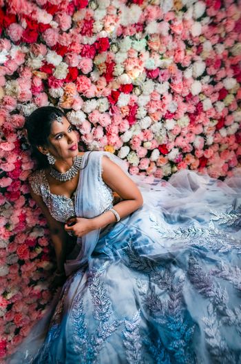 Ice blue cocktail or engagement lehenga 