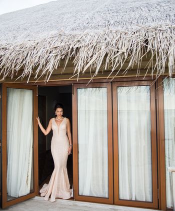 Photo of bride wearing a simple gown for her destination wedding