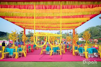 Colourful Mehendi Decor with Genda Phool Sunglasses