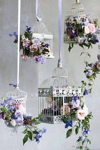 white birdcage centerpiece