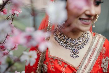 simple meenakari work bridal necklace for intimate wedding