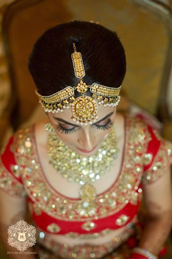 Gold Mathapatti with Pearls and Gold Balls