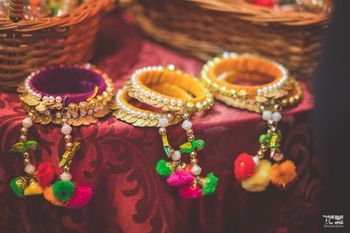Pompom jewellery bangles with ghungroo