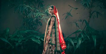 Photo of deep red bridal lehenga