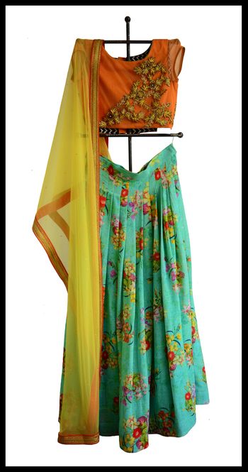 Photo of orange mega sleeves blouse