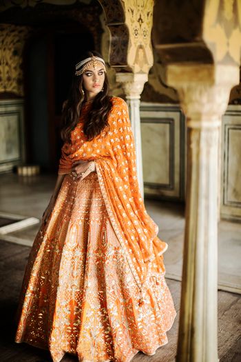 Saffron and gold bridal lehenga