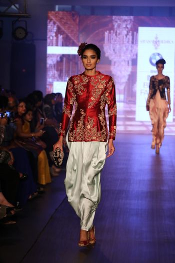 red raw silk long blouse