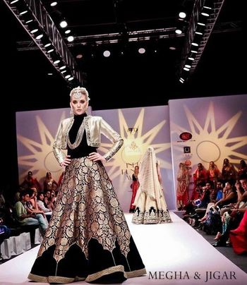 black and gold lehenga