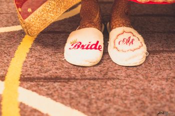 Customised bridal slippers with monograms