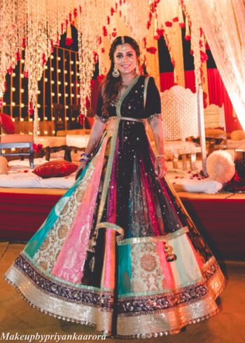 Black lehenga for sangeet with multicolour panels 