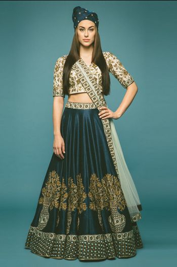 navy blue lehenga