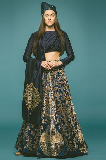 navy blue lehenga