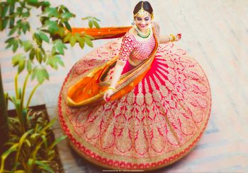Stunning twirling bride top shot