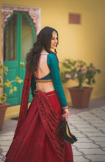 red bridal lehenga