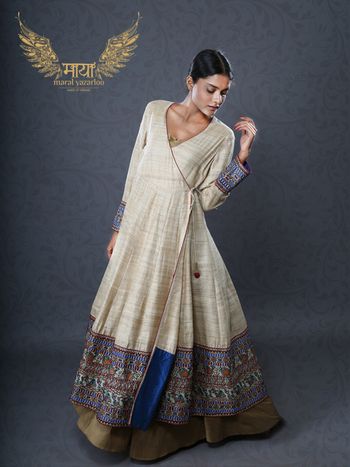 white linen anarkali
