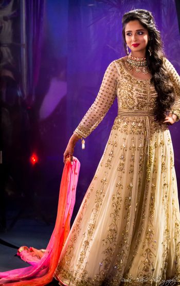 cream floor length anarkali