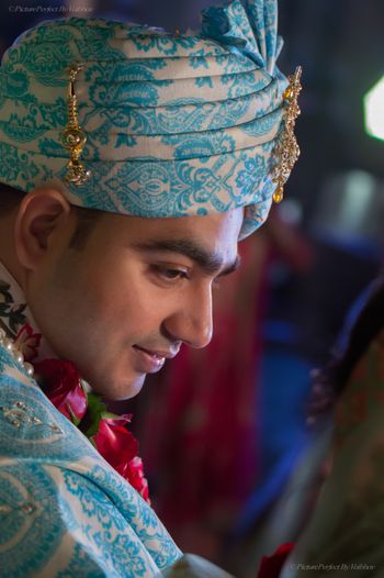 Unique printed light blue safa 