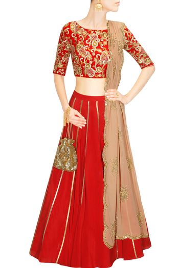simple red lehenga