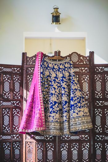 blue and gold lehenga