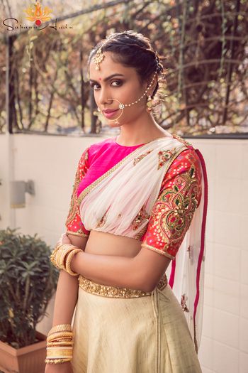 Photo of pink and white lehenga