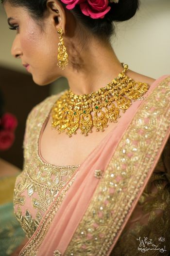 Gold antique finish bridal necklace 