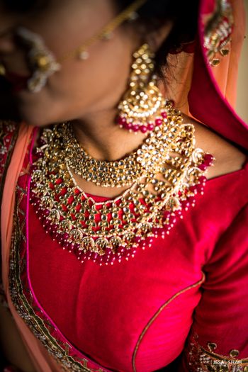 Pretty pink bridal necklace with kundan choker 