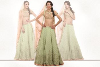 Photo of mint and peach lehenga