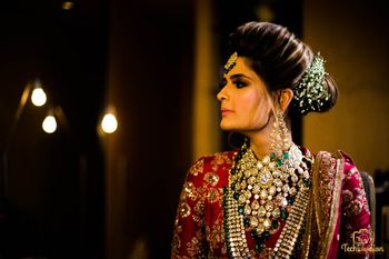 Gorgeous long raani haar with kundan stones and emeralds 