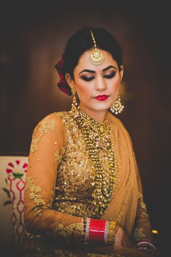 Polki Raani Haar and Polki Earrings with Pearl Beads