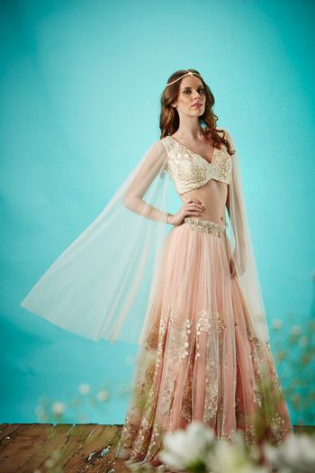sheer cape lehenga