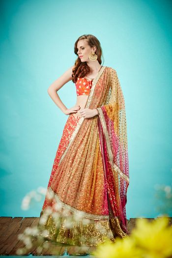 orange bridal lehenga