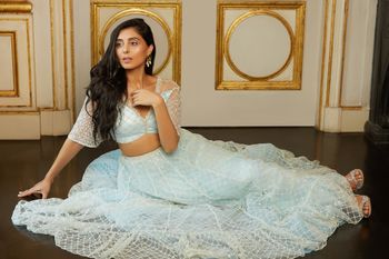Ice blue sangeet or engagement lehenga 