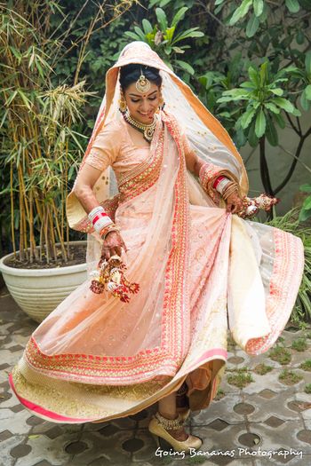 pastel peach bridal lehenga