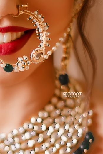 Photo of Bridal nath half close up shot