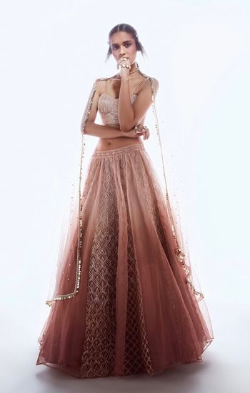Photo of Light ombre engagement lehenga in beige