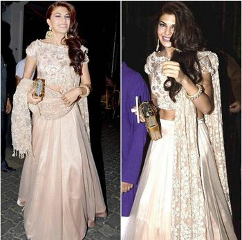 Photo of shell pink lehenga