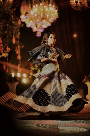 Black and gold lehenga with cape 